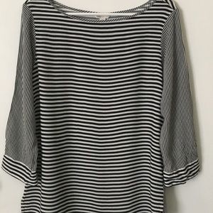 Cato Black Tan Striped Lightweight Blouse